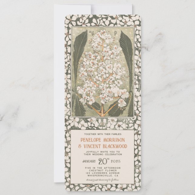 Invitación Mayo Flor de castaño - Boda de cosecha (Anverso)