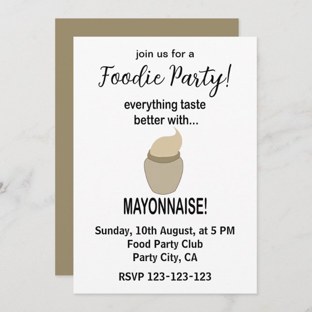 Invitación Mayonnaise Sauce Food Funny Mayonnaise (Anverso / Reverso)