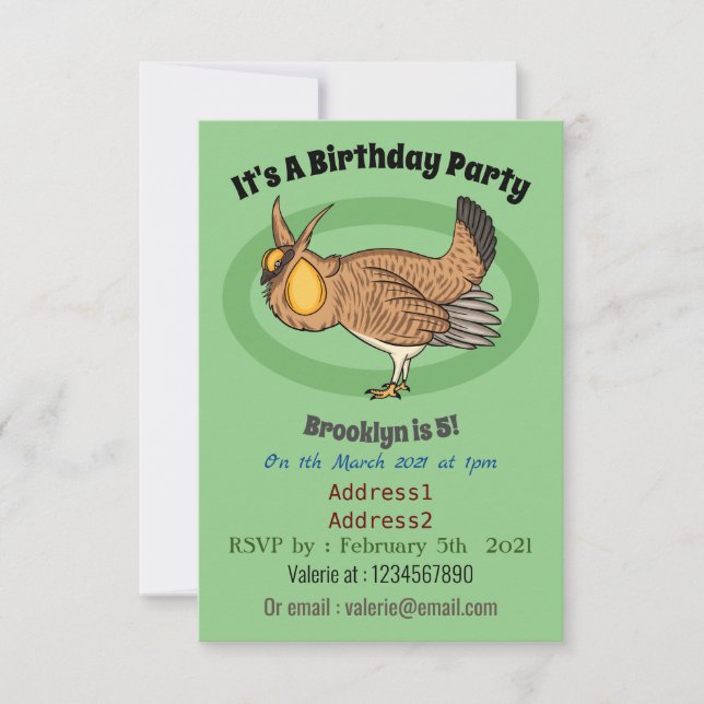 Invitación Mayor ilustracion de personalizado de pollo de pra (Anverso)