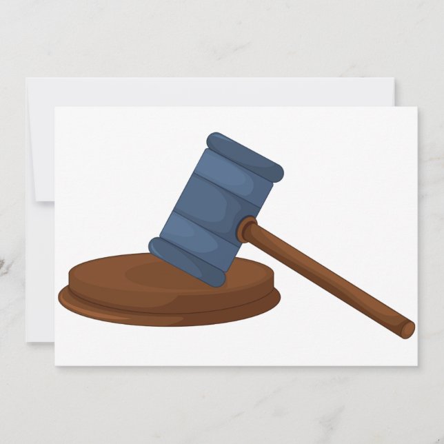 Invitación Mazo de juez de madera tribunal (Anverso)