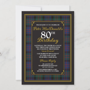 Invitación McDonald MacDonald Tartan 80º cumpleaños