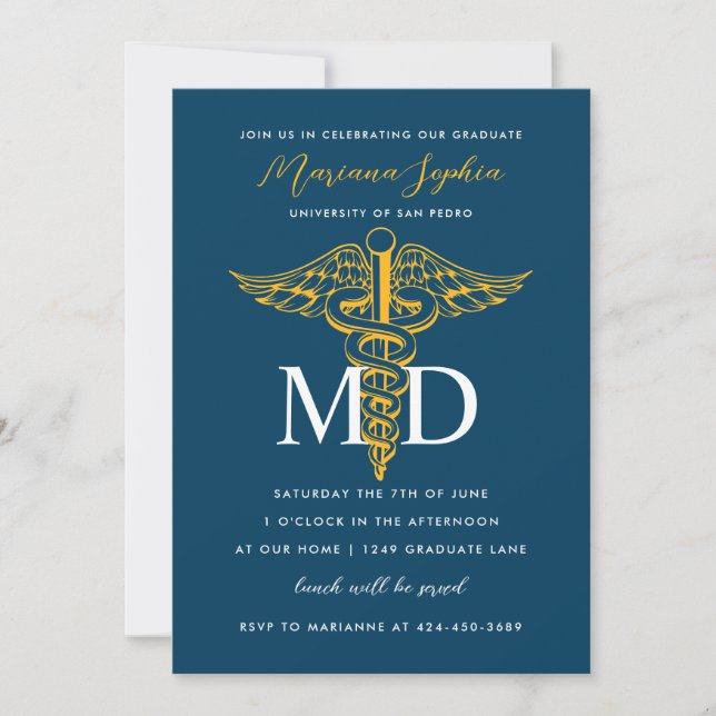 Invitación MD Médica de la Marina de Graduación de Medicina O (Anverso)