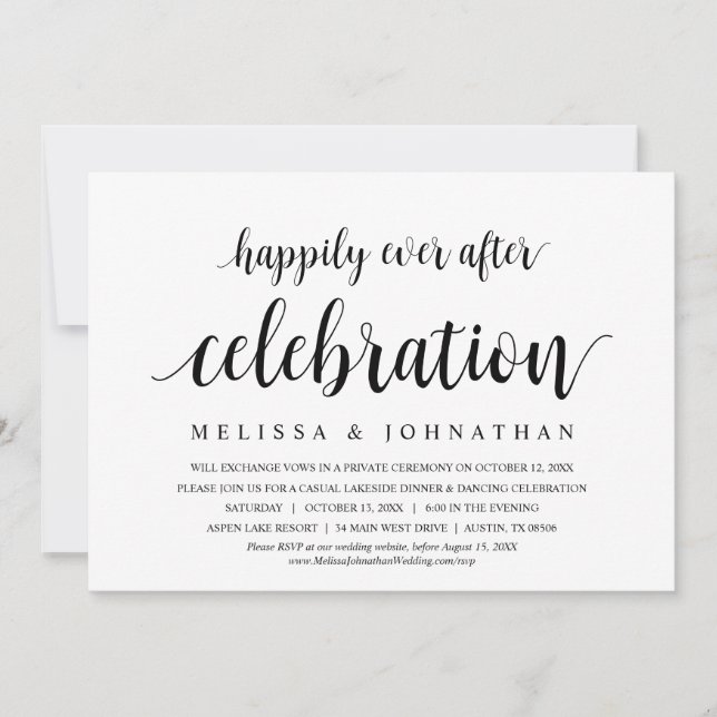 Invitación Me alegro de haber celebrado el Boda Elopement (Anverso)