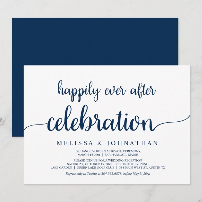 Invitación Me alegro de haber celebrado el Boda Elopement (Anverso / Reverso)