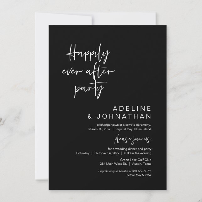 Invitación Me alegro de haber cenado Fiesta Boda, negro (Anverso)