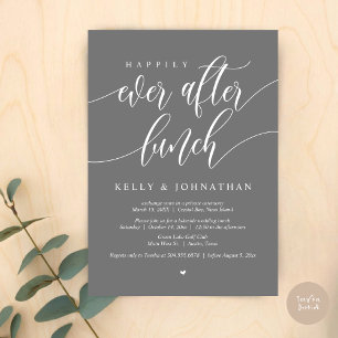 Invitación Me alegro de haber comido Boda en gris oscuro