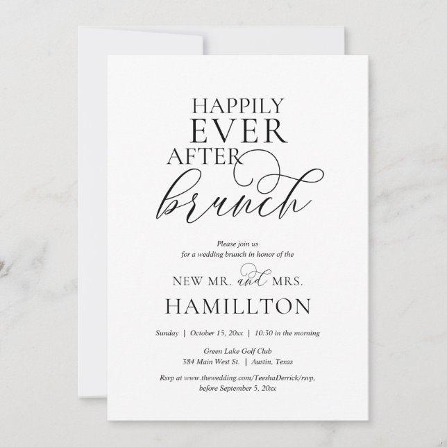 Invitación Me alegro de que después del brunch post boda, azu (Anverso)