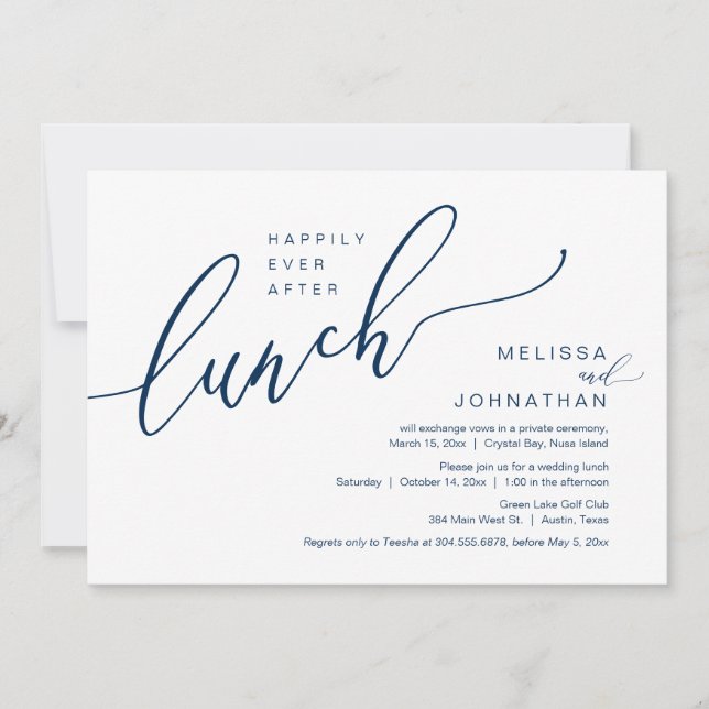 Invitación Me alegro de que el almuerzo del Boda Elopement (Anverso)