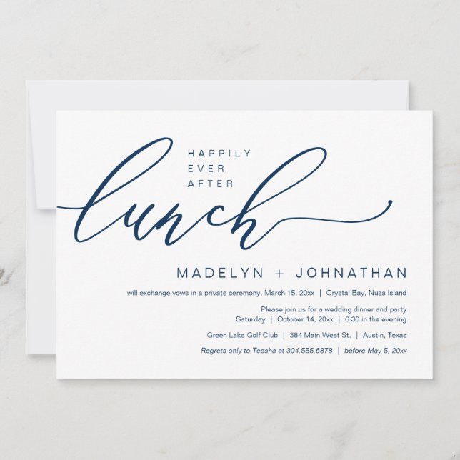 Invitación Me alegro de que el Boda Elopement Lunch Fiesta (Anverso)