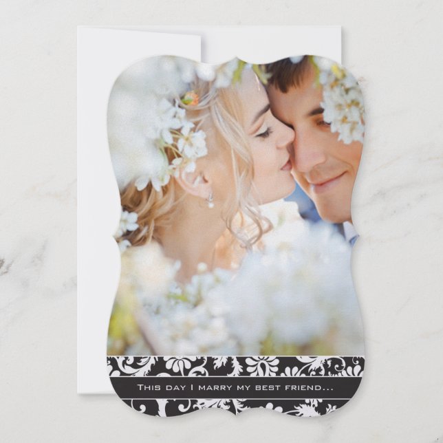Invitación Me casé con mi mejor amiga foto Damask Wedding (Anverso)