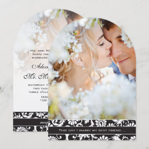 Invitación Me casé con mi mejor amiga foto Damask Wedding