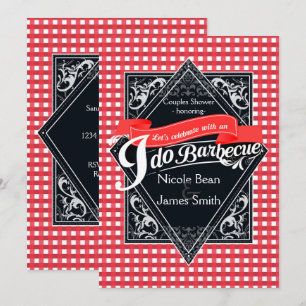 Invitación Me caso a la parrilla BBQ Rojo Blanco Cuadros Comp