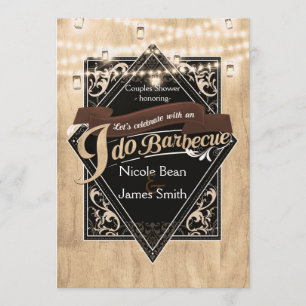 Invitación ME CASO BARBECUE BBQ Western Madera e Iluminación 