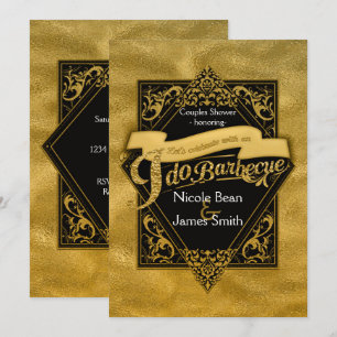 Invitación Me caso con BARBECUE BBQ Hoja de Oro Falso Comprom
