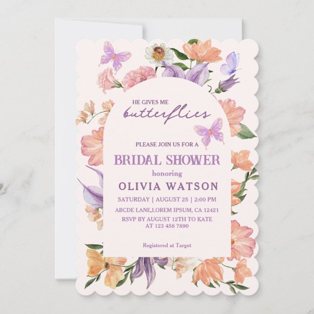 Invitación Me da Butterflies Brillante (Anverso)