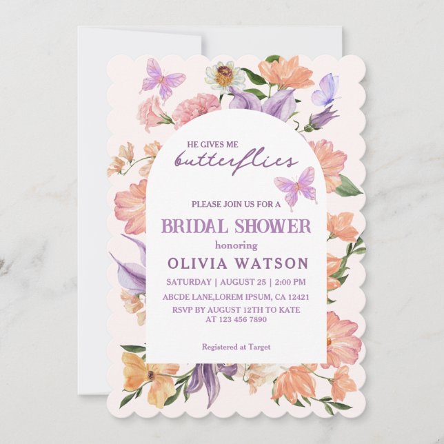 Invitación Me da Butterflies Brillante (Anverso)