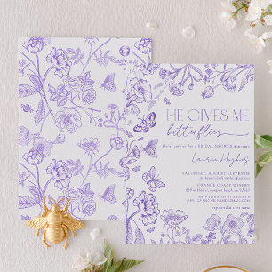 Invitación Me Da Butterflies Lavender Vintage Shower