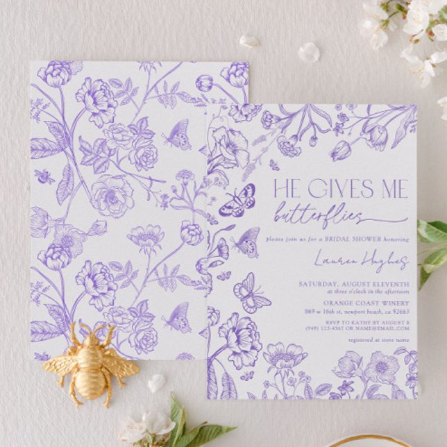 Invitación Me Da Butterflies Lavender Vintage Shower (Subido por el creador)