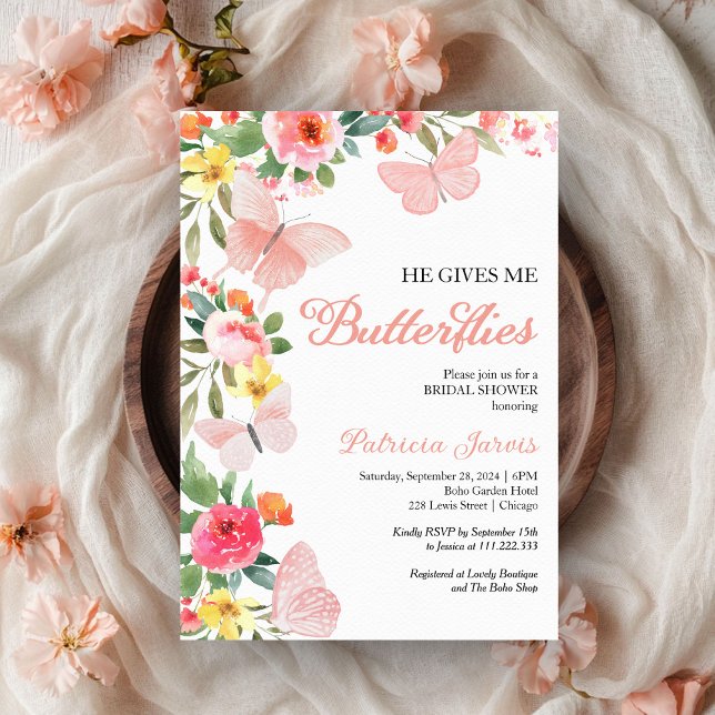 Invitación Me Da Mariposas Bridal Shower Floral (Subido por el creador)