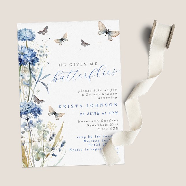 Invitación Me Da Mariposas Ducha Azul Bridal (Subido por el creador)