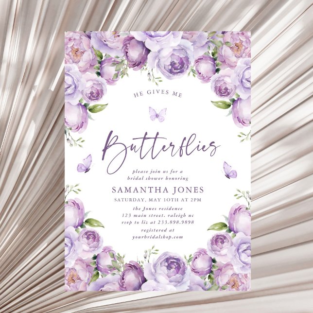 Invitación Me Da Mariposas Ducha Morada Bridal (Subido por el creador)