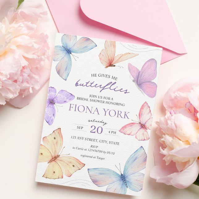 Invitación Me da mariposas | Elegante ducha de novia (He gives me butterflies bridal shower invitation)