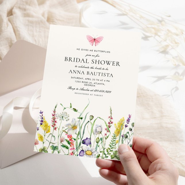 Invitación Me Da Mariposas Flores Ducha Bridal (Subido por el creador)