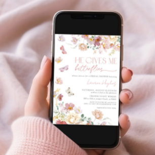 Invitación Me Da Mariposas Flores Rosadas Ducha Bridal