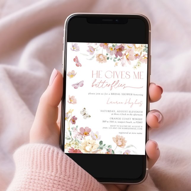 Invitación Me Da Mariposas Flores Rosadas Ducha Bridal (Subido por el creador)