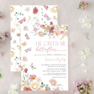 Invitación Me Da Mariposas Flores Rosadas Ducha Bridal