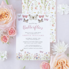 Invitación Me Da Mariposas Flores Rosadas Ducha Bridal