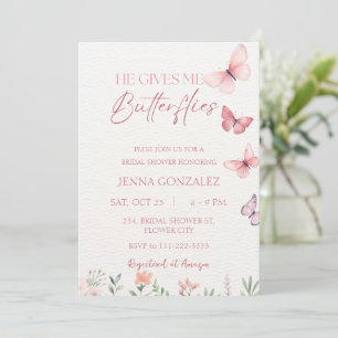 Invitación Me Da Mariposas Flores Silvestres Ducha Bridal