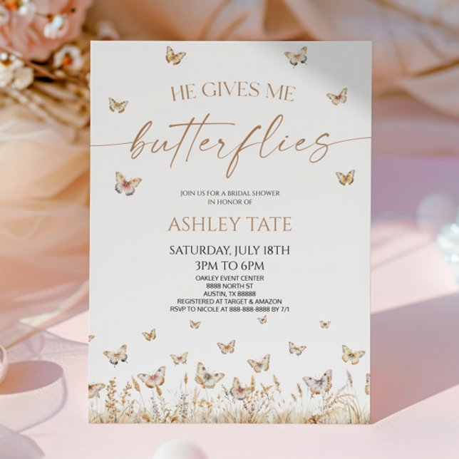 Invitación Me Da Mariposas Flores Silvestres Ducha Bridal (Subido por el creador)