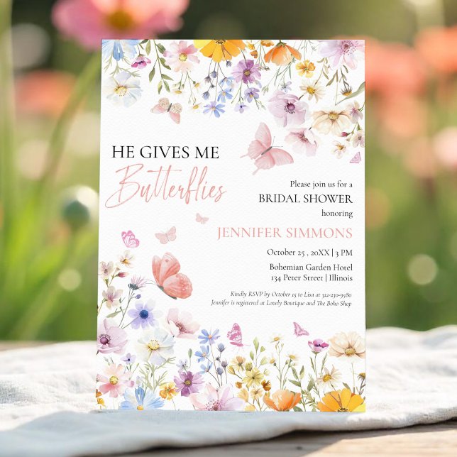 Invitación Me Da Mariposas Flores Silvestres Ducha Bridal (Subido por el creador)