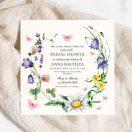 Invitación Me Da Mariposas Flores Silvestres Ducha De Novias