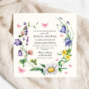 Invitación Me Da Mariposas Flores Silvestres Ducha De Novias