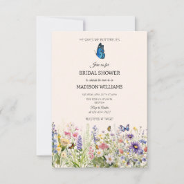 Invitación Me Da Mariposas Flores Silvestres Ducha De Novias