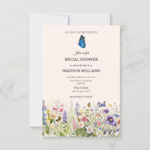 Invitación Me Da Mariposas Flores Silvestres Ducha De Novias