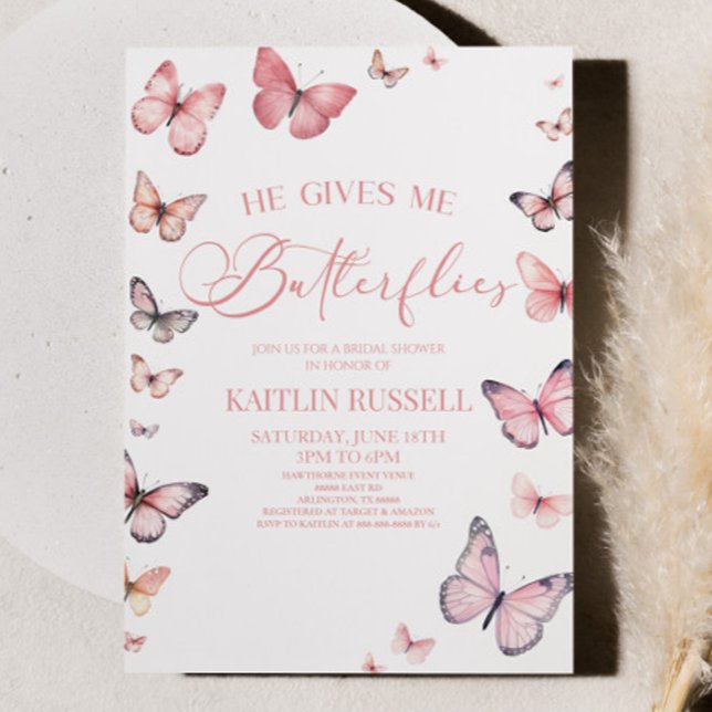 Invitación Me Da Mariposas Suave Ducha Bridal Rosa (Subido por el creador)