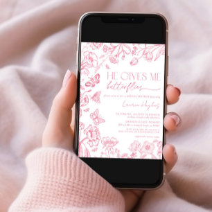Invitación Me Da Mariposas Una Ducha Bridal Rosa Vintage