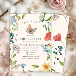 Invitación Me da mariposas Wildflowers Bridal Shower
