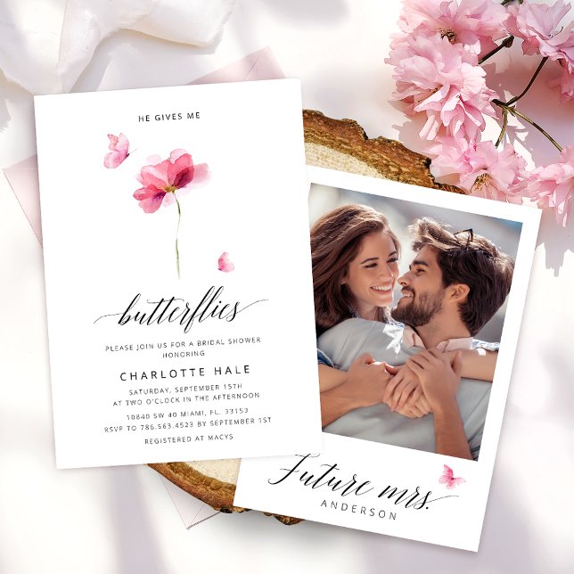 Invitación Me Da Una Ducha De Novias Florales En Las Mariposa (Subido por el creador)