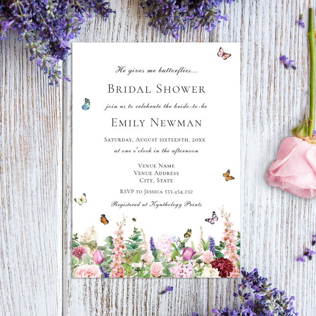 Invitación Me Da Una Ducha De Novias Florales En Las Mariposa (Subido por el creador)