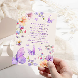 Invitación Me Da Una Ducha De Novias Mariposas Púrpura