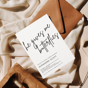 Invitación Me dio mariposas, Minimalista ducha de novia