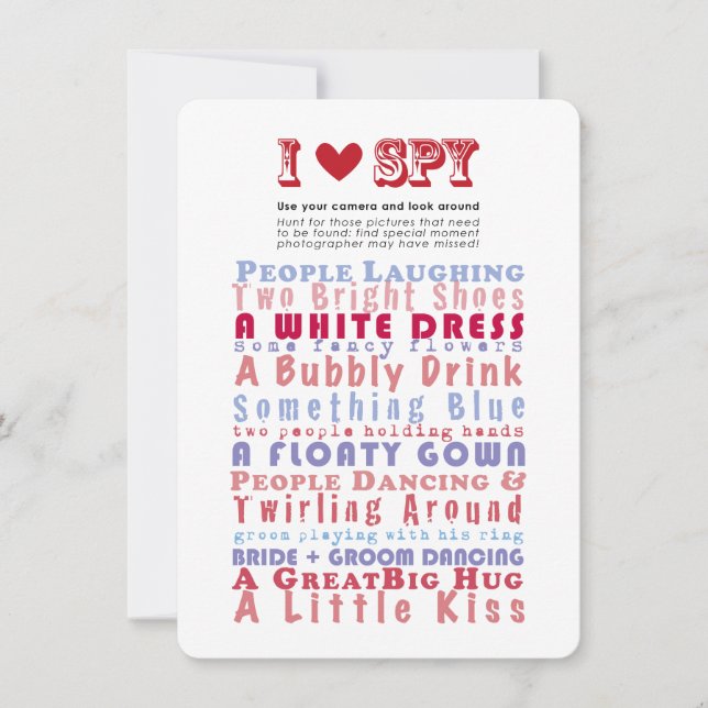 Invitación Me encanta el juego de caza de fotos espías (Anverso)