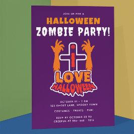 Invitación Me encanta Halloween Creepy Zombie Hands Fiesta