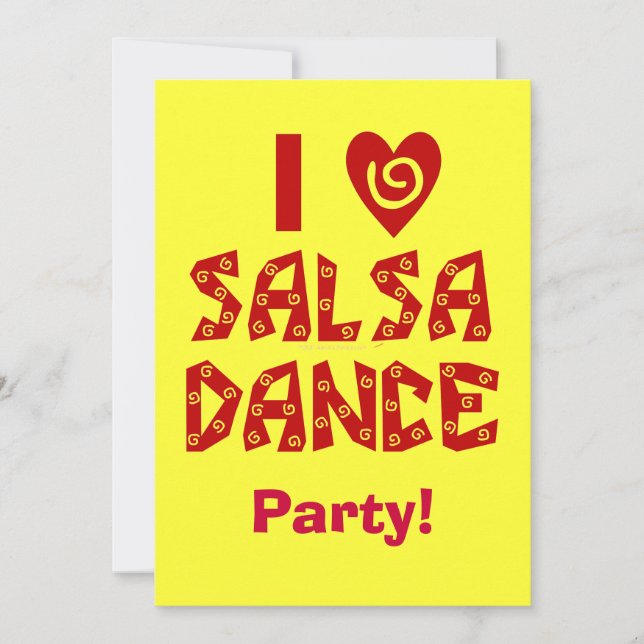 Invitación Me encanta Salsa Dance Personalizado Dance Fiesta  (Anverso)