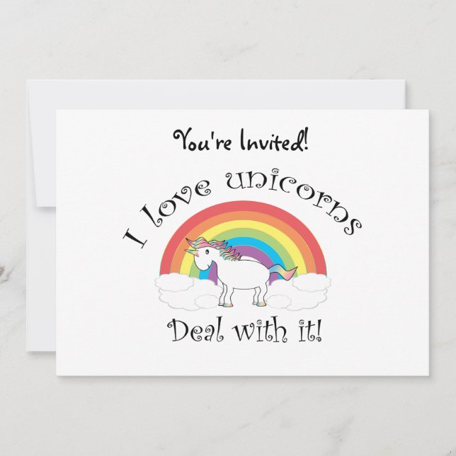 Invitación Me encantan los unicornios ¡Aguántate! (Anverso)