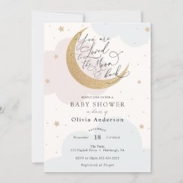 Invitación Me encantó el Baby Shower de la luna y el reverso